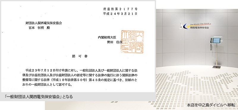 「一般財団法人関西電気保安協会」となる・本店を中之島ダイビルへ移転